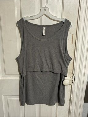 1X Latched Mama Grey Ribbed Top
